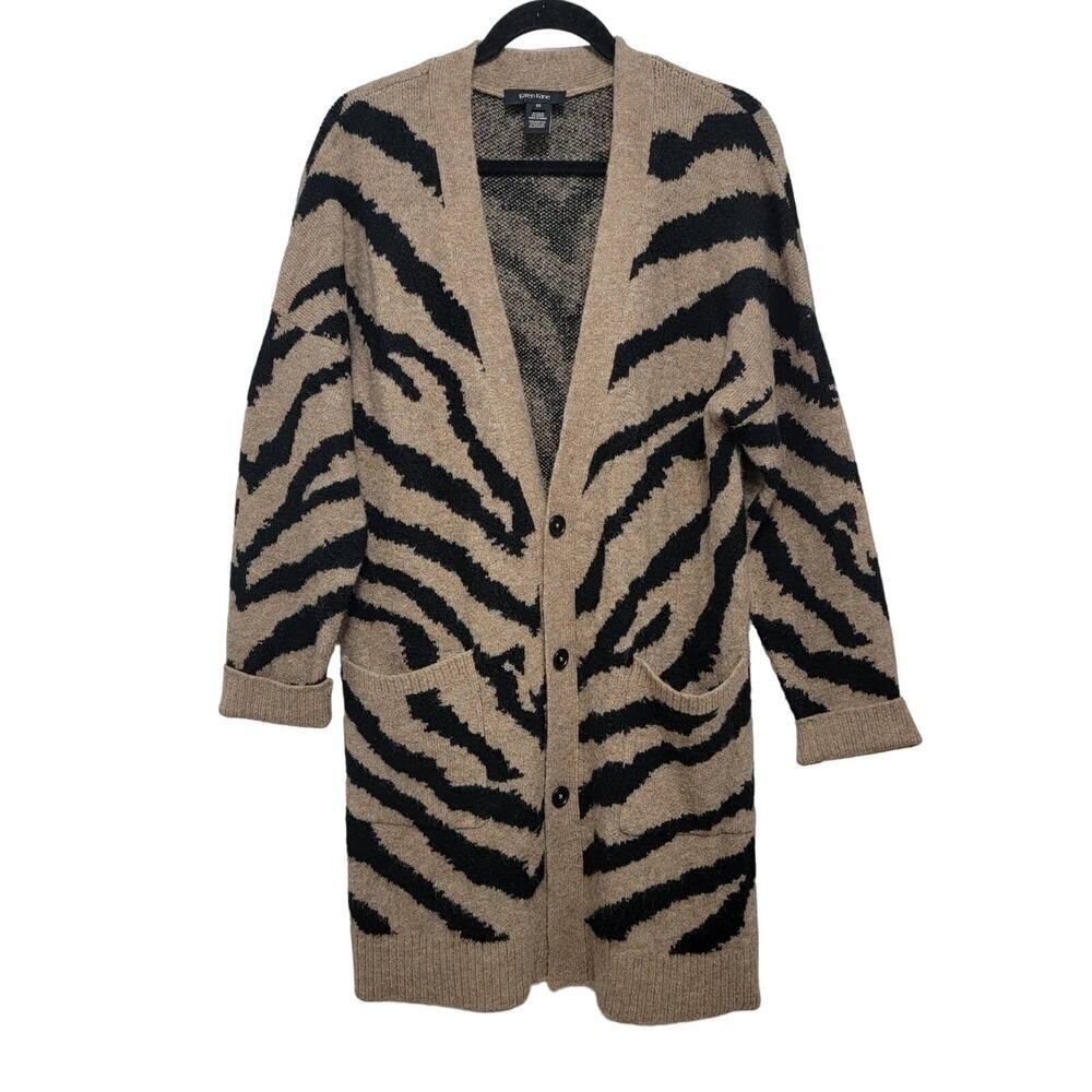 Karen Kane Leopard Print Oversize Long Cardigan Knit Jacket XS